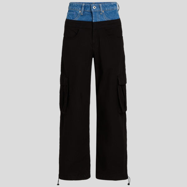 KL Jeans, Pantalon Cargo Avec Taille En Denim Klj, Femme, BLEU DÉLAVÉ / NOIR, Taille: L32 KL Jeans