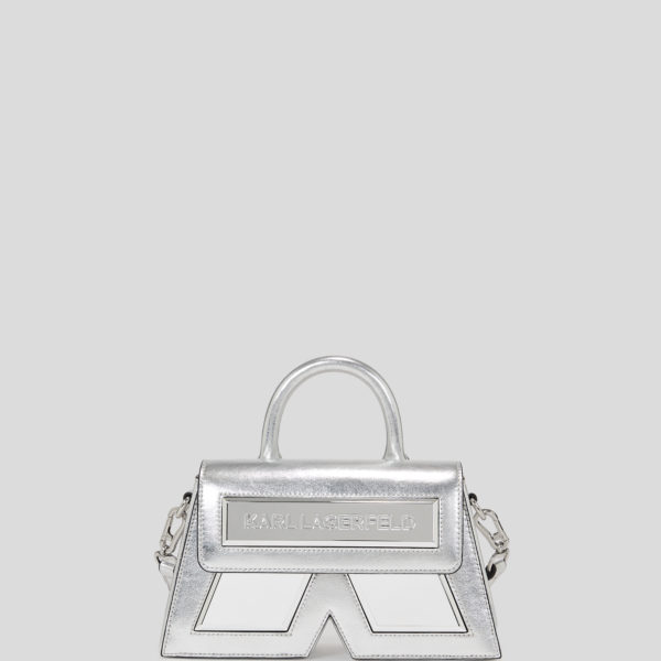 Karl Lagerfeld, Petit Sac Bandoulière Effet Métallisé Ikon K, Femme, Argent, Taille: X00 Karl Lagerfeld