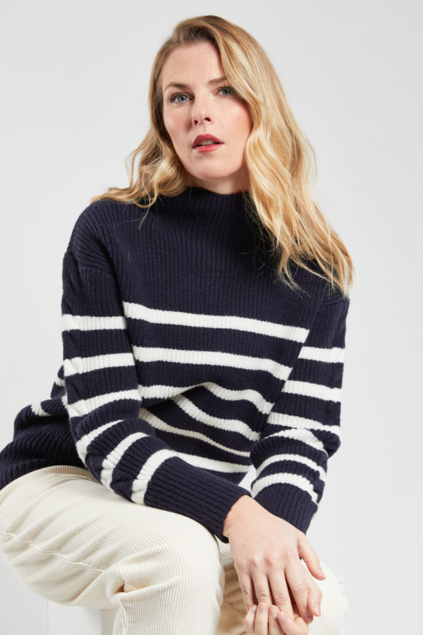 ARMOR-LUX Pull col montant Deauville Femme Seal/Nature XL - 44