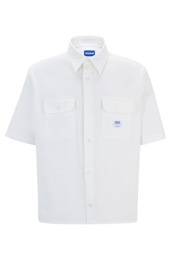 Hugo Boss Chemise Oversize en twill de coton avec patch logoté