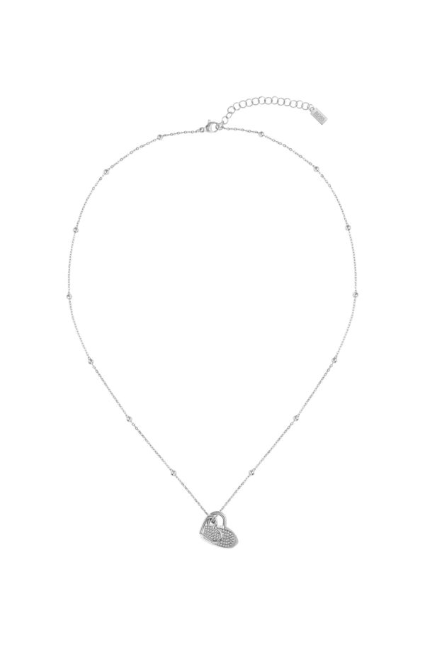 Hugo Boss Collier chaîne argentée avec pendentif double cœur