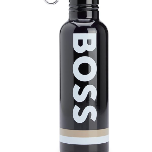 Gourde en acier inoxydable à rayures emblématiques et logo contrastant – Hugo Boss