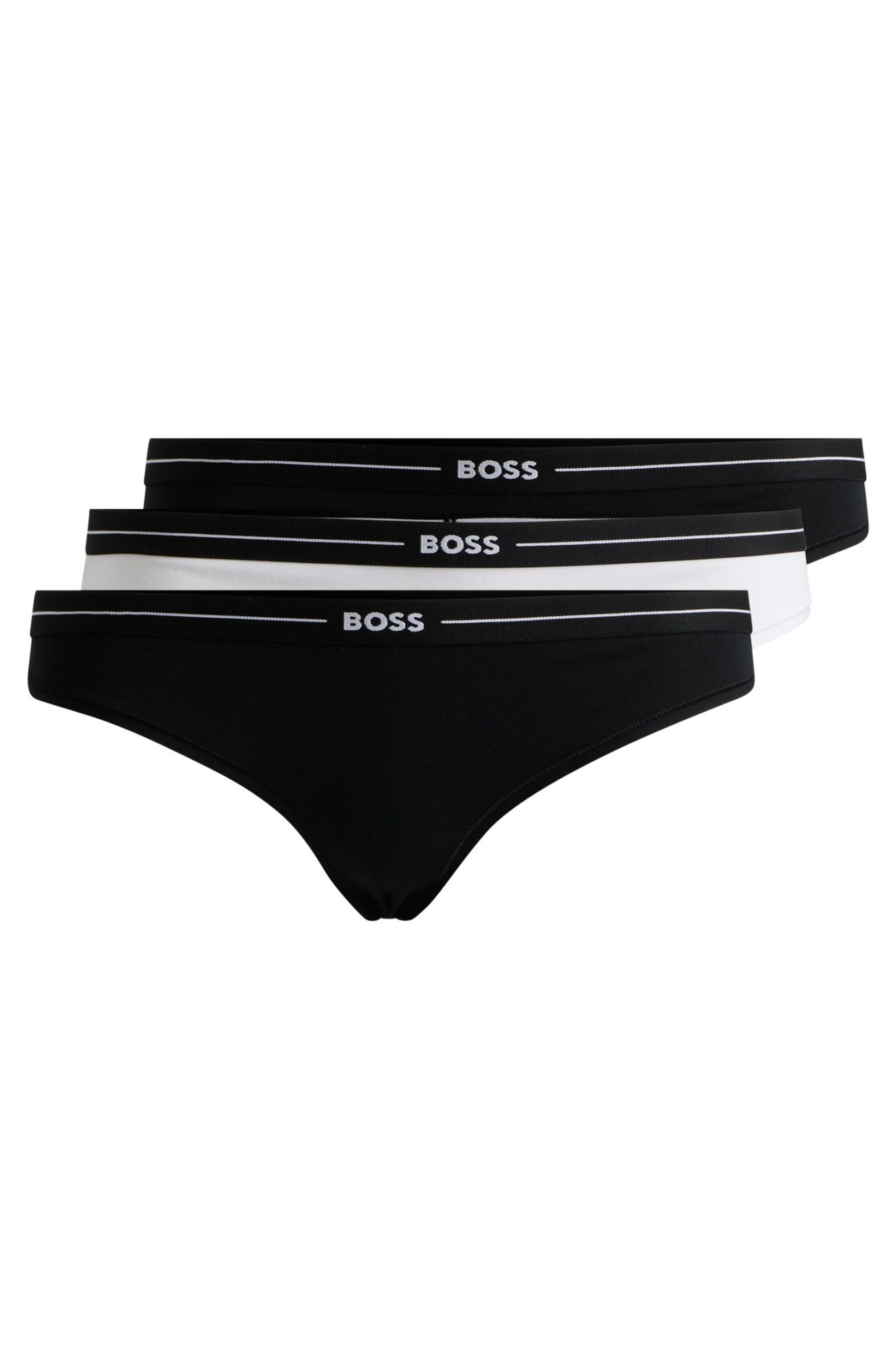 Hugo Boss Lot de trois strings en coton stretch avec taille à logo