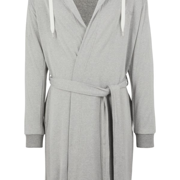 Hugo Boss Peignoir gris à capuche avec manches logotées