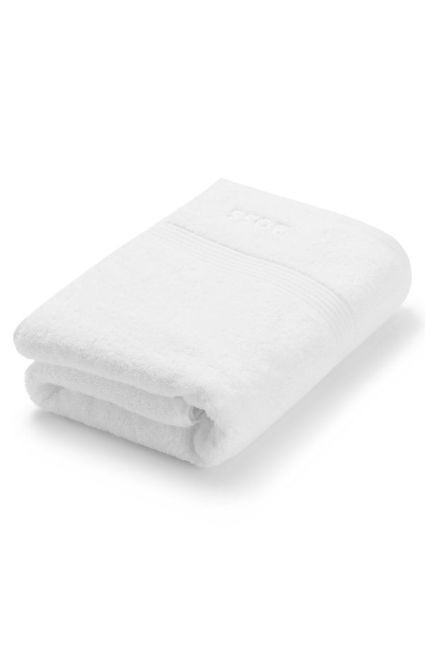 Hugo Boss Serviette de bain en coton blanc de la mer Égée avec logo ton sur ton