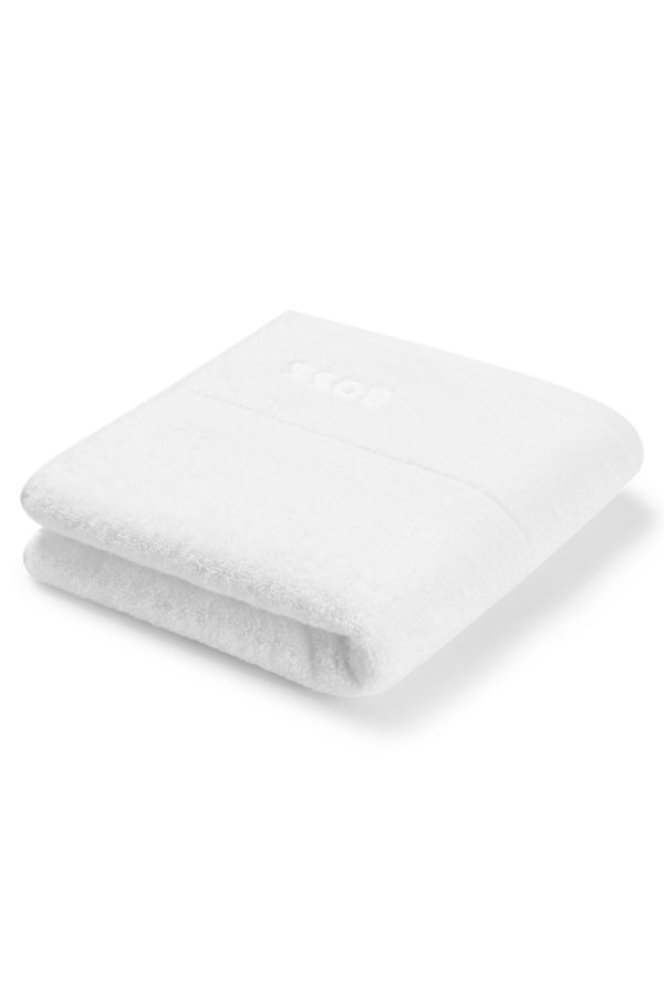 Hugo Boss Serviette en coton blanc de la mer Égée avec logo ton sur ton