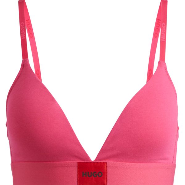 Soutien-gorge triangle en coton stretch avec étiquette logo rouge – Hugo Boss