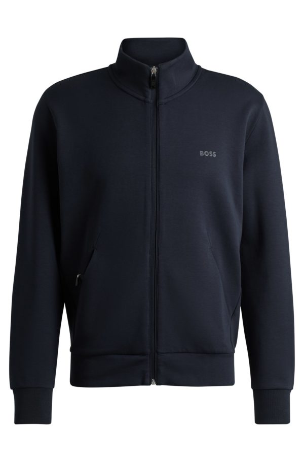 Hugo Boss Sweat zippé en coton stretch à logo imprimé