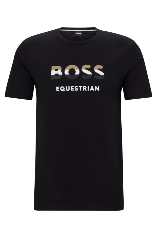 Hugo Boss T-shirt d’équitation à manches courtes en coton stretch avec logo