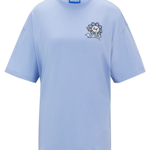 T-shirt en jersey de coton avec imprimé graphique de saison – Hugo Boss