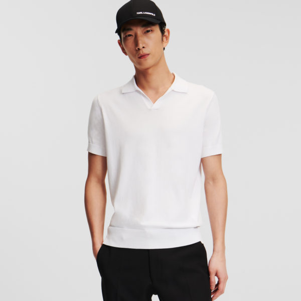 Karl Lagerfeld, Polo En Tricot, Homme, Blanc, Taille: LL Karl Lagerfeld