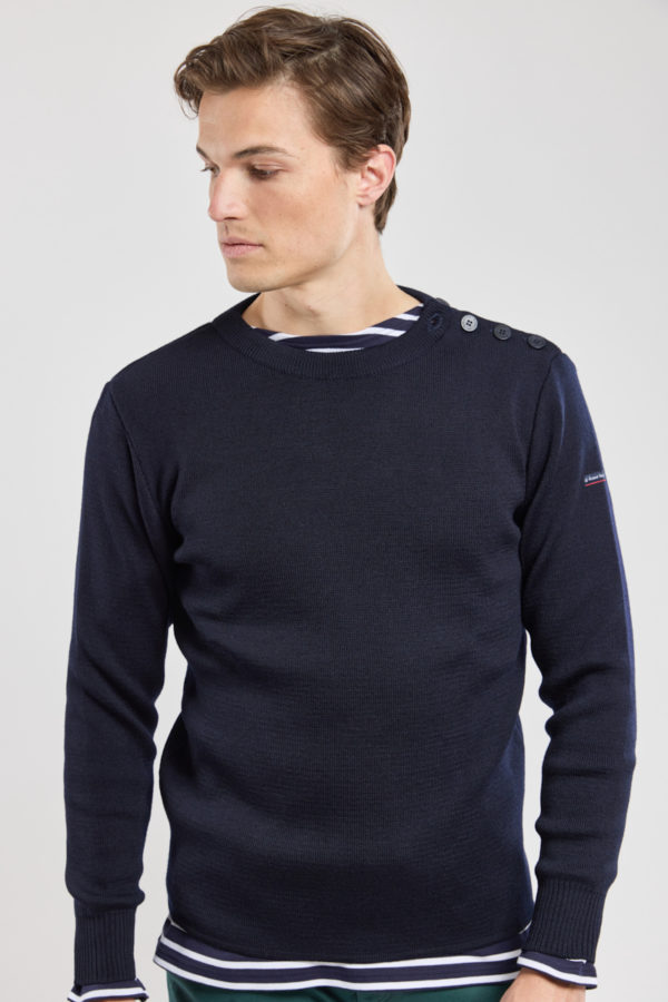 ARMOR-LUX Pull marin uni "Fouesnant" - laine Homme Navire 4XL