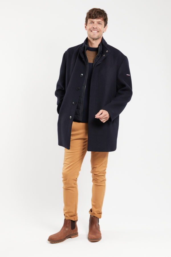 ARMOR-LUX Manteau mi-long - drap de laine mélangée Homme Marine deep 2XL