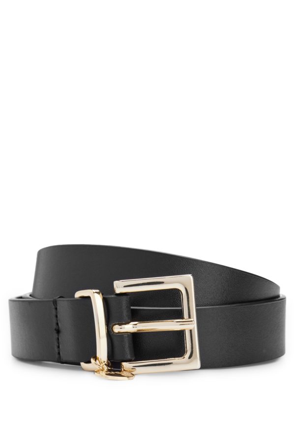 Hugo Boss Ceinture en cuir italien avec passant doré à breloque logotée