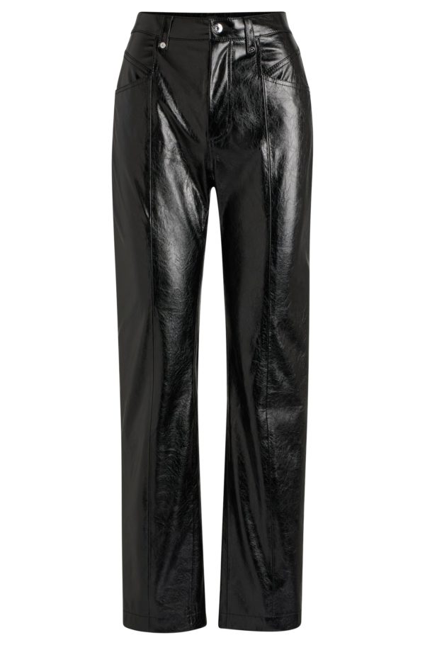 Hugo Boss Pantalon droit en similicuir verni