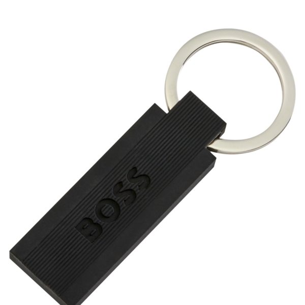Porte-clés en silicone noir et laiton avec logo – Hugo Boss