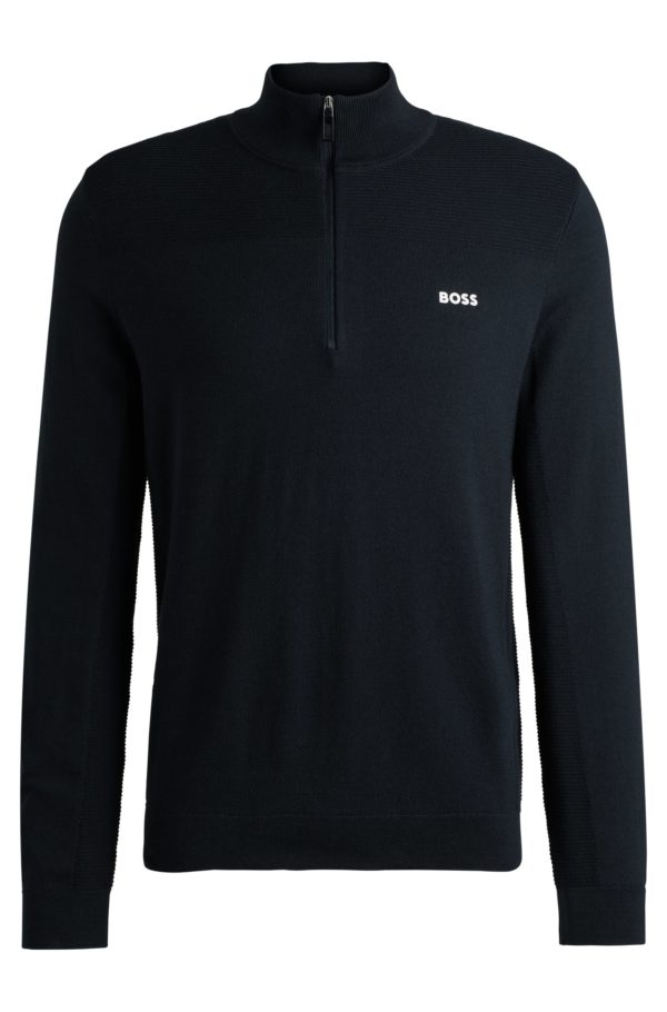 Hugo Boss Pull à encolure zippée et logo en tissu dry-flex