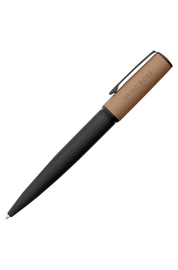 Hugo Boss Stylo à bille à la texture mélangée avec capuchon camel logoté