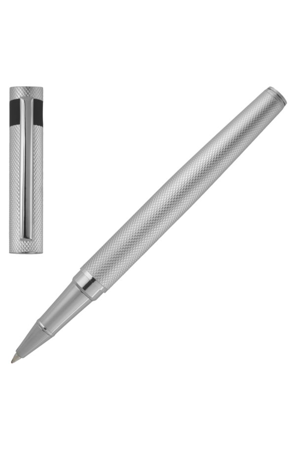 Hugo Boss Stylo roller noir à motif losanges mat