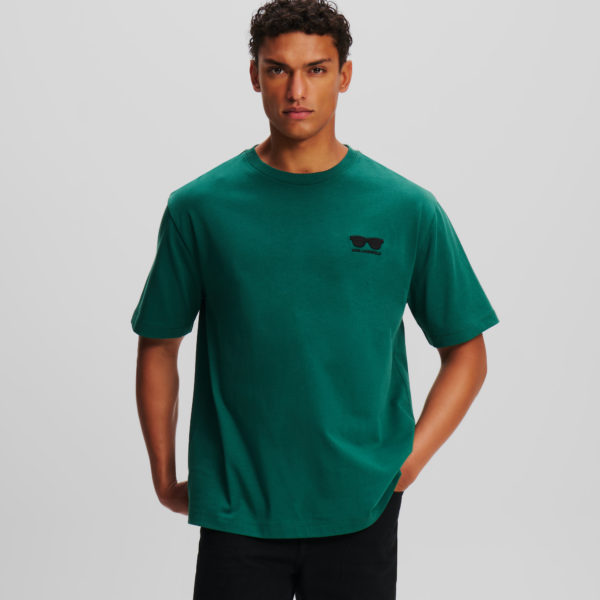 Karl Lagerfeld, T-shirt Lunettes De Soleil, Homme, Vert forêt tropicale, Taille: XXXL Karl Lagerfeld