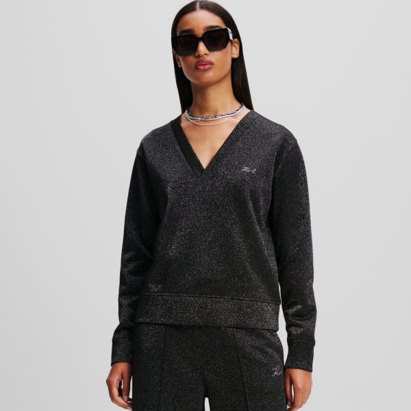 Karl Lagerfeld, Sweat-shirt En Lurex, Femme, Lurex argent, Taille: XXL Karl Lagerfeld