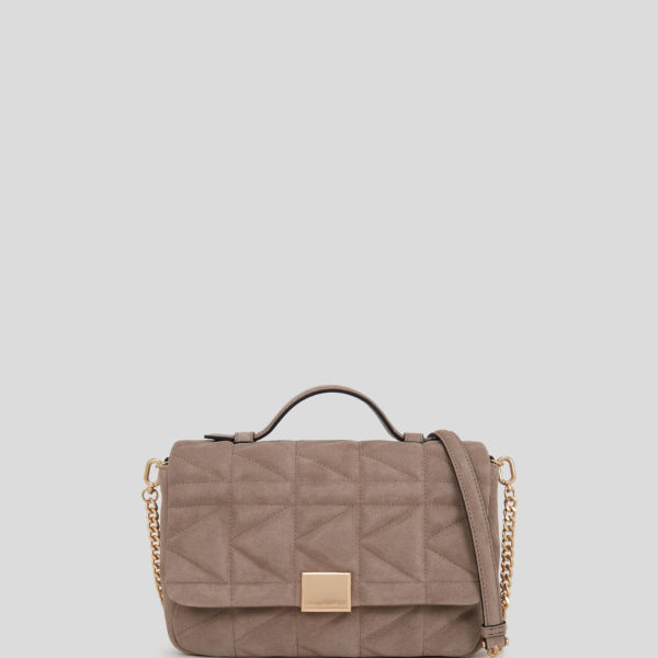 Karl Lagerfeld, Sac Bandoulière Avec Anse Supérieure En Nubuck K/kuilt, Femme, Gris cendré, Taille: X00 Karl Lagerfeld