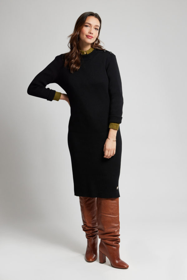 ARMOR-LUX Robe longue - laine Femme Noir XL - 44