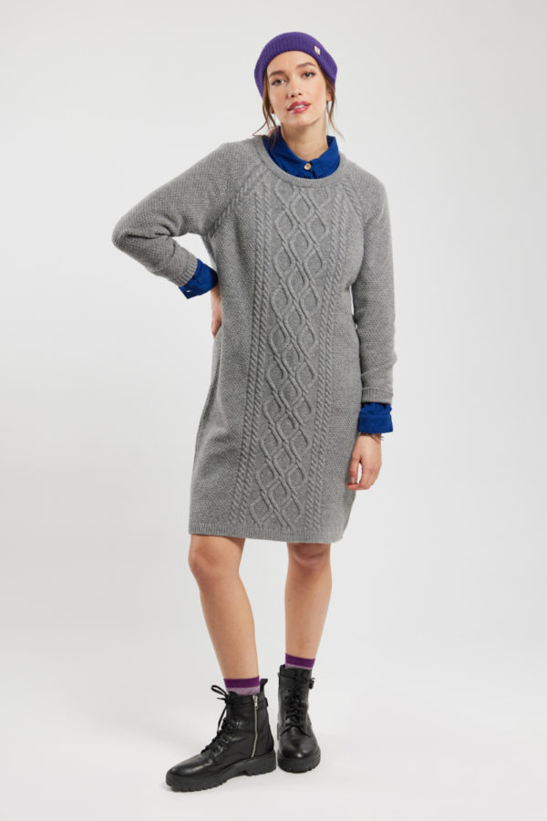 ARMOR-LUX Robe pull torsades - laine Femme Gris chiné 4XL - 50