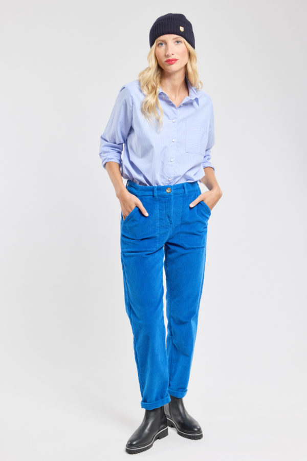 ARMOR-LUX Pantalon velours coupe droite Femme Cobalto A XXXL - 48