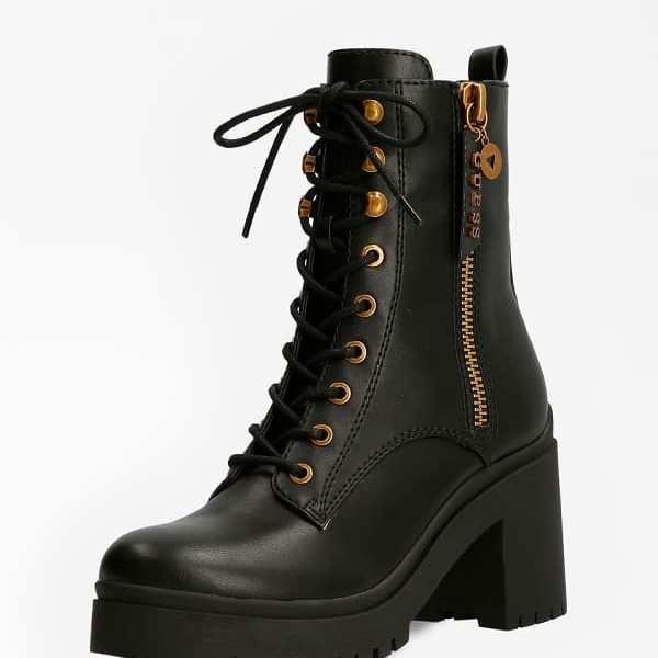Bottes Style Militaire Cabra Zip Logo - Guess