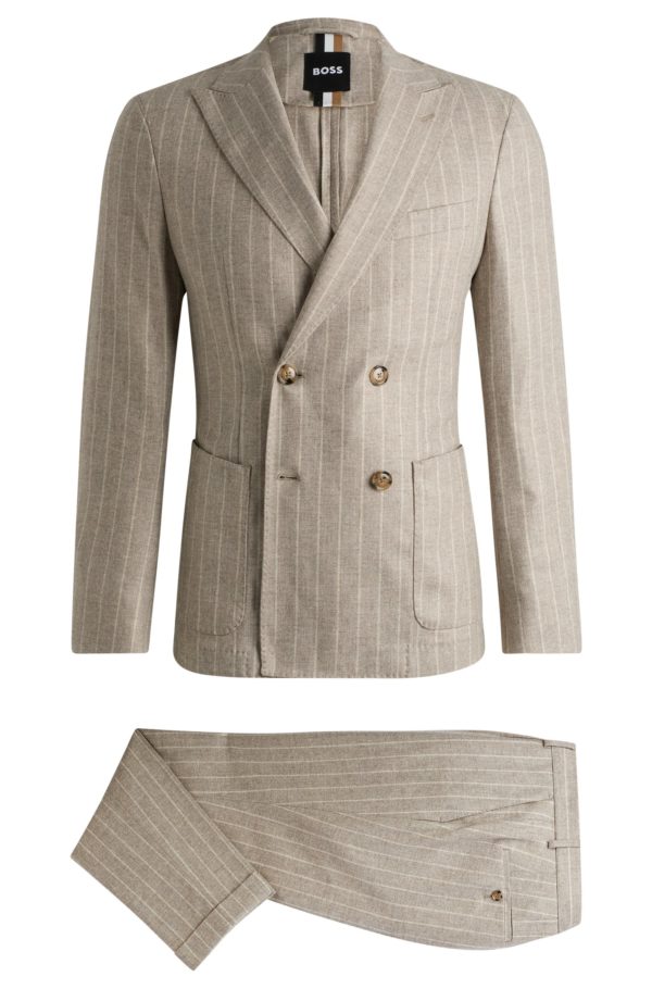 Hugo Boss Costume Slim en laine mélangée à rayures