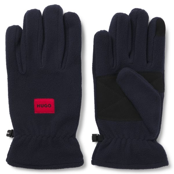 Gants en polaire avec étiquette logotée rouge – Hugo Boss