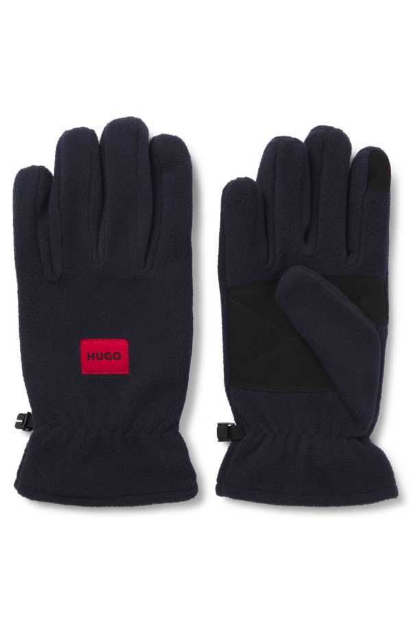 Hugo Boss Gants en polaire avec étiquette logotée rouge