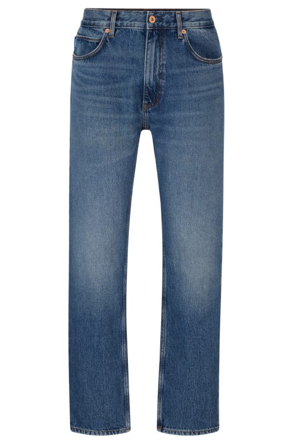 Hugo Boss Jean Regular en denim de coton bleu stone-washed