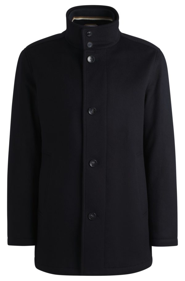 Hugo Boss Manteau Relaxed court en laine vierge et cachemire