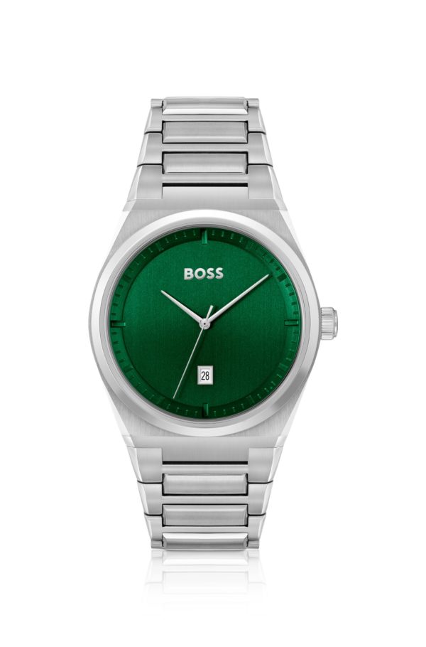 Hugo Boss Montre avec cadran vert et bracelet à maillons