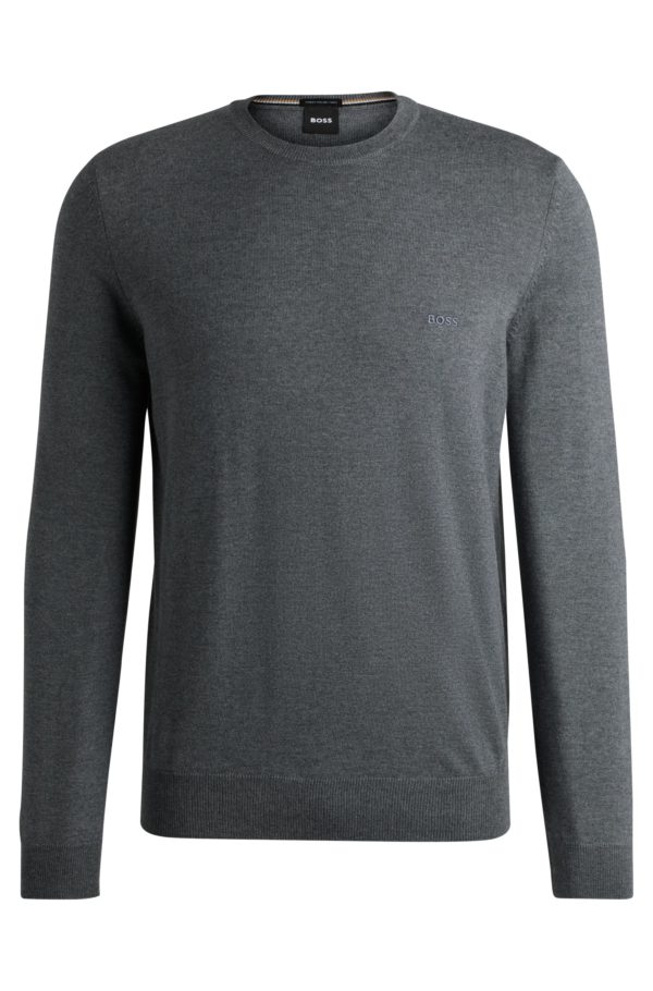 Hugo Boss Pull à col rond en laine vierge avec logo brodé