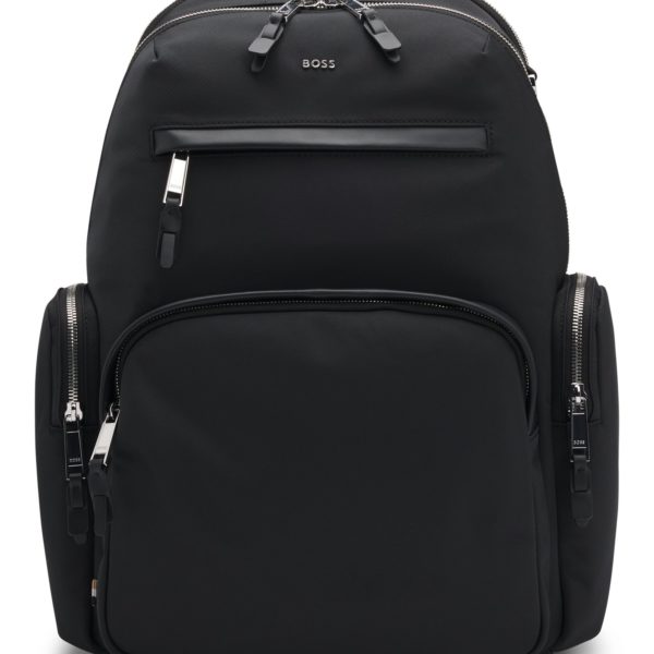 Hugo Boss Sac à dos avec finitions en cuir et fermeture éclair à double curseur