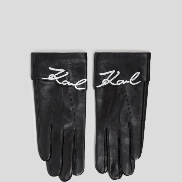 Karl Lagerfeld, Gants En Cuir K/signature, Femme, Noir, Taille: XS Karl Lagerfeld