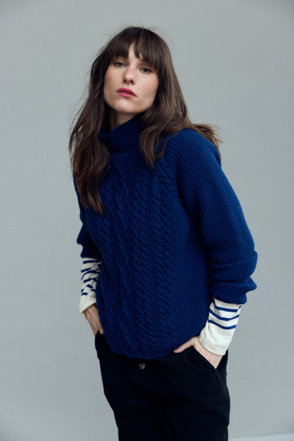ARMOR-LUX Pull avec torsades - laine Femme Sodalite 4XL - 50