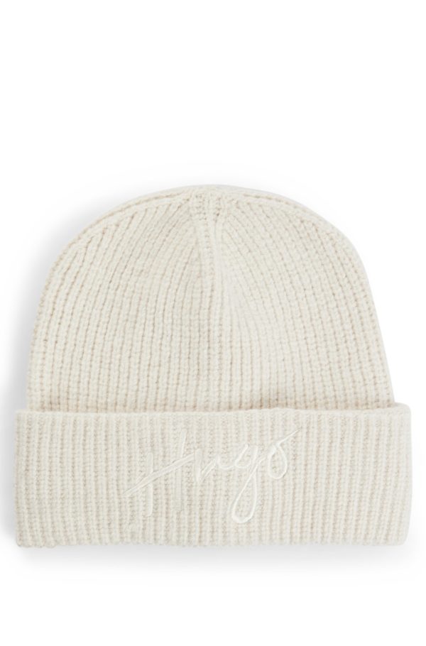 Hugo Boss Bonnet côtelé avec logo manuscrit brodé
