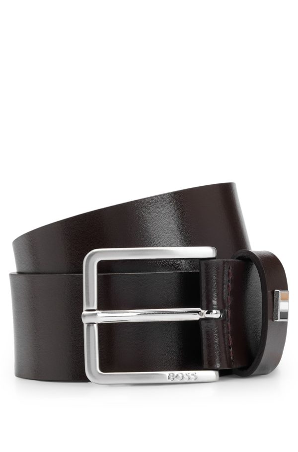 Hugo Boss Ceinture en cuir italien avec passant à rayures emblématiques