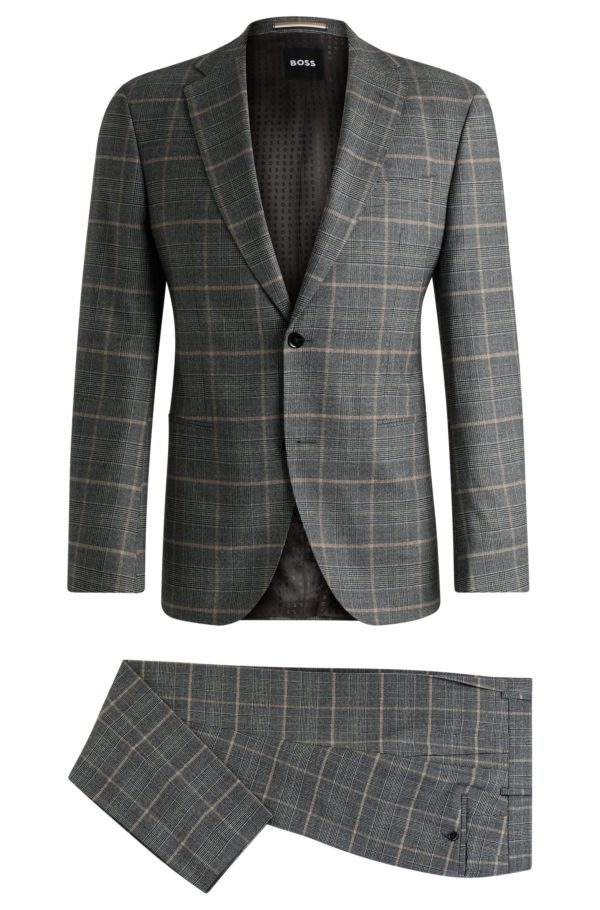 Hugo Boss Costume Slim en laine stretch à carreaux