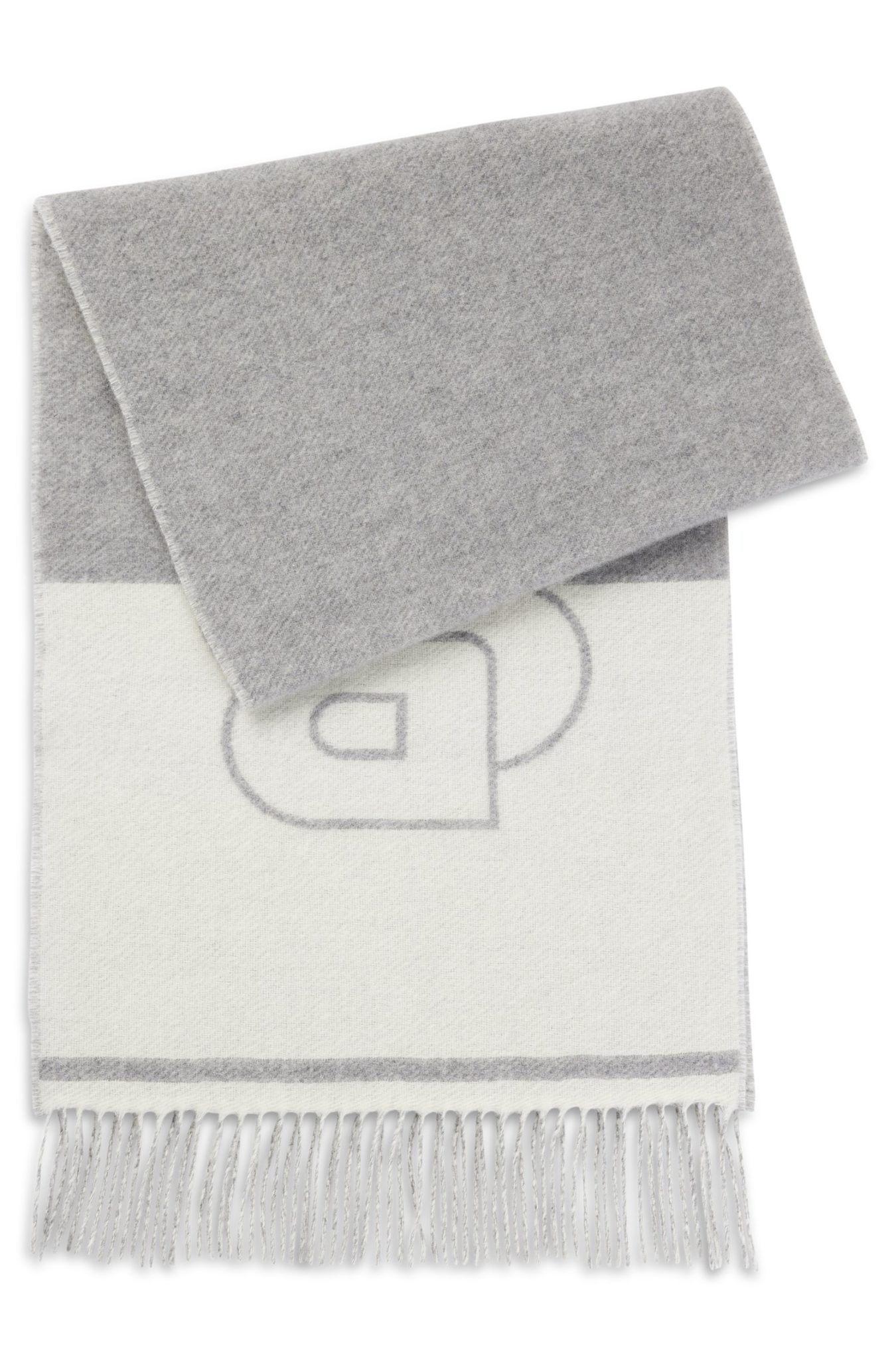 Hugo Boss Écharpe en laine mélangée à monogramme Double B