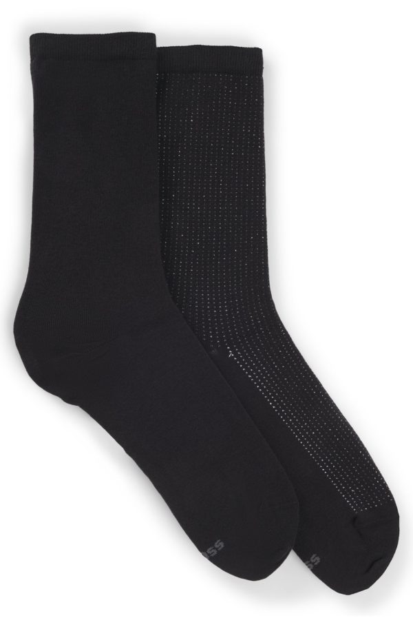 Hugo Boss Lot de deux paires de chaussettes mi-mollet en coton mélangé