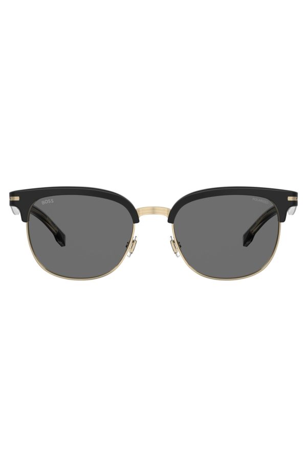 Hugo Boss Lunettes de soleil noires avec détails dorés