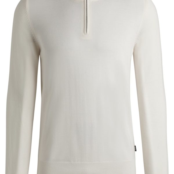 Pull Regular en laine vierge à encolure zippée – Hugo Boss