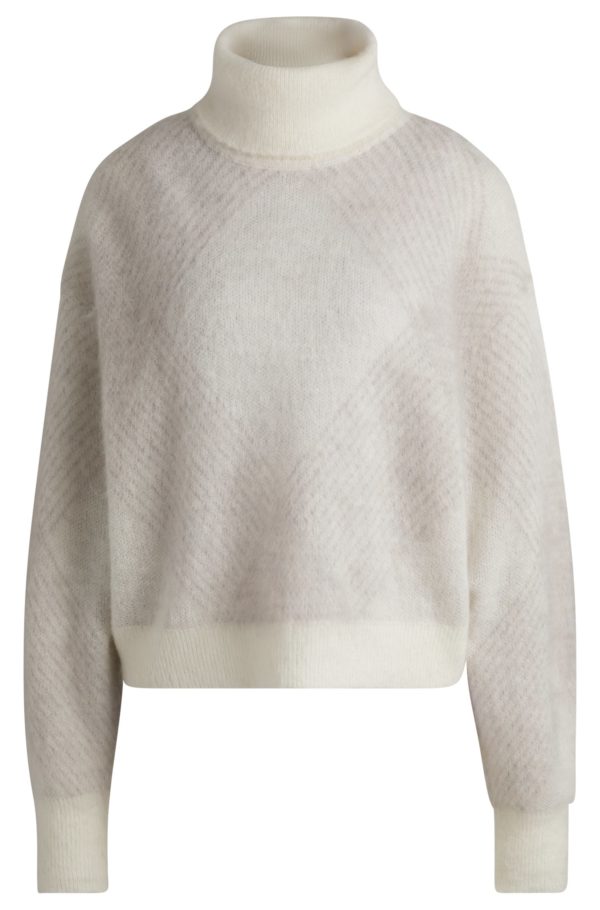 Hugo Boss Pull motif argyle en laine mélangée texturée