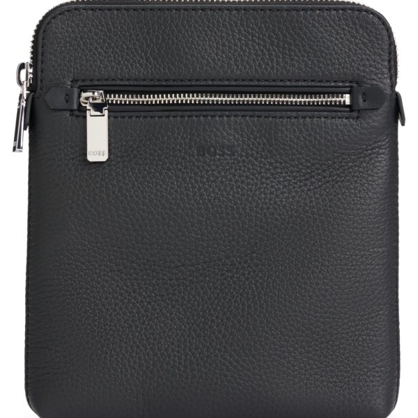Hugo Boss Sac enveloppe en cuir italien grainé à logo embossé