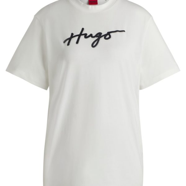 Hugo Boss T-shirt en coton à logo floqué et strass